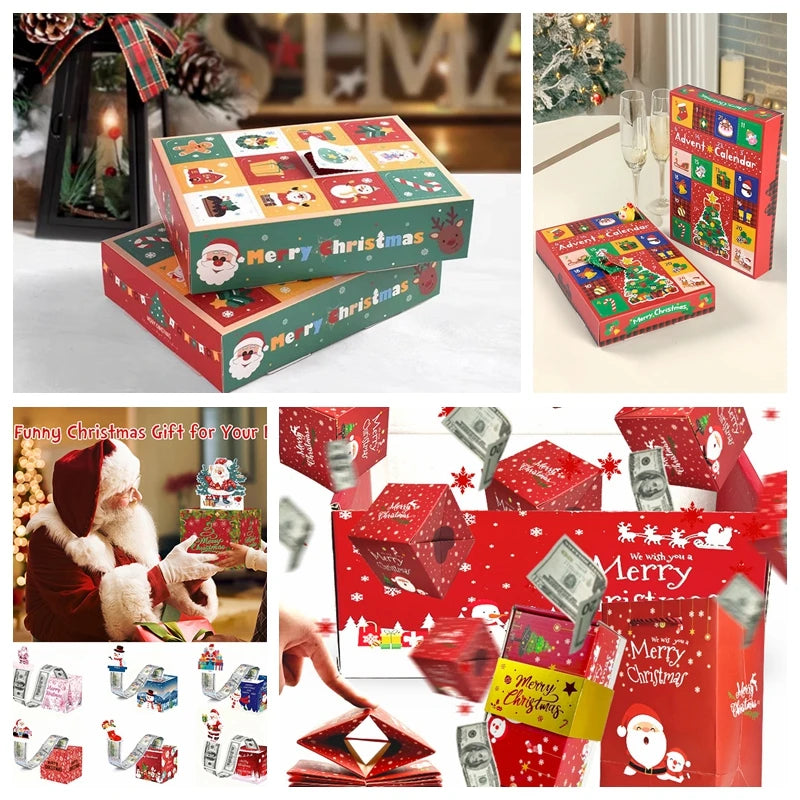 1/5/6/10pcs Christmas Gift Box 24 Grid Packaging Box Calendar Gift Blind Box Xmas Party Favors 2026 New Year Gift Red Envelope