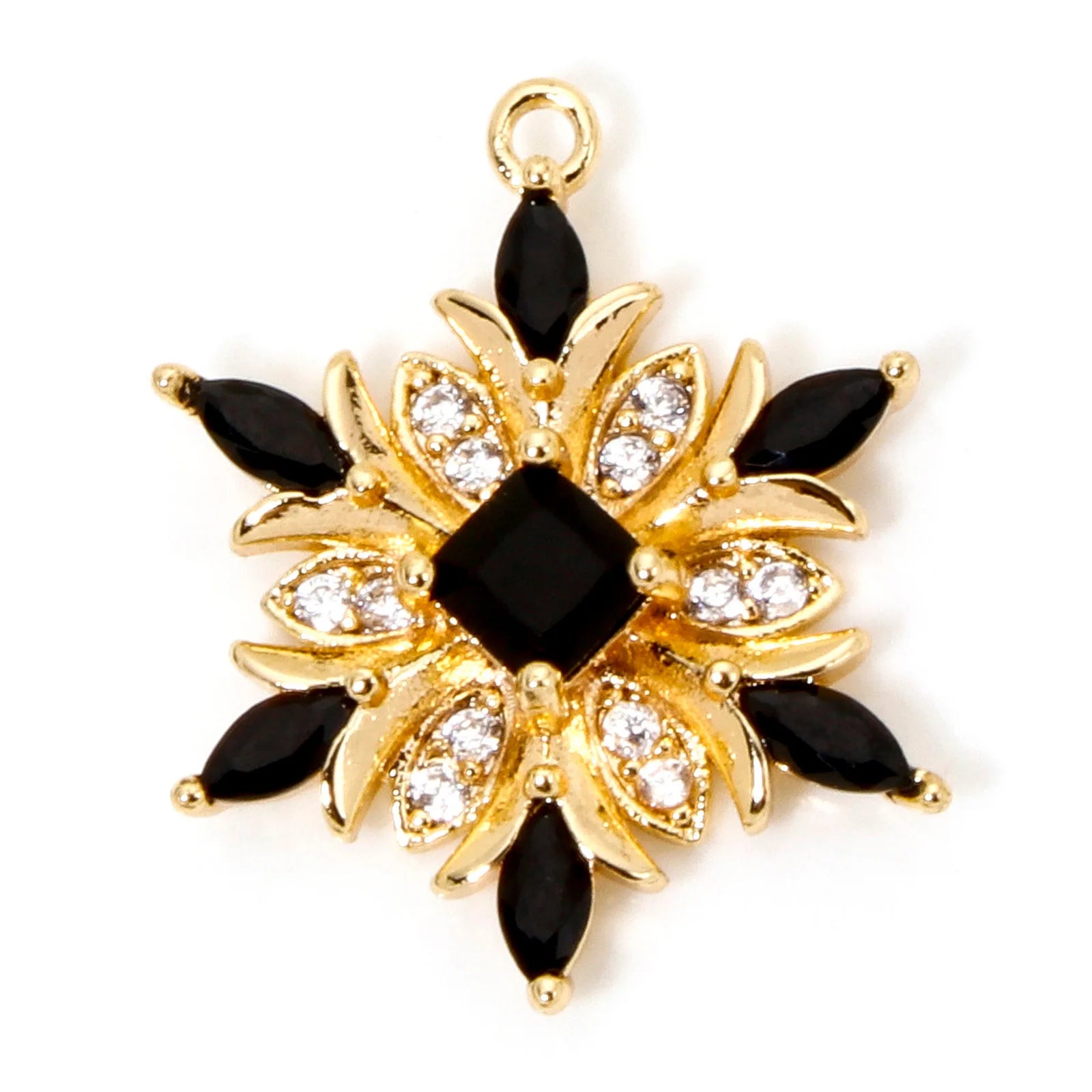 1 Piece Brass Christmas Charms Snowflake Clear Cubic Zirconia Multicolor Rhinestone Pendants For Necklace Making 20.5mm x 16mm