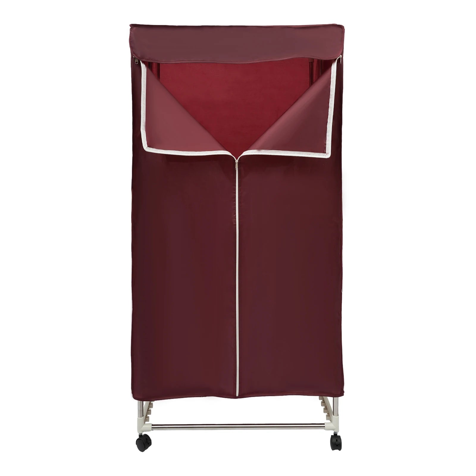 1200-1500W IPX1 Corded Electric Clothes Dryer with Outer Cover PTC 5-layer Heating 4 Towel Rails 4 Wheels