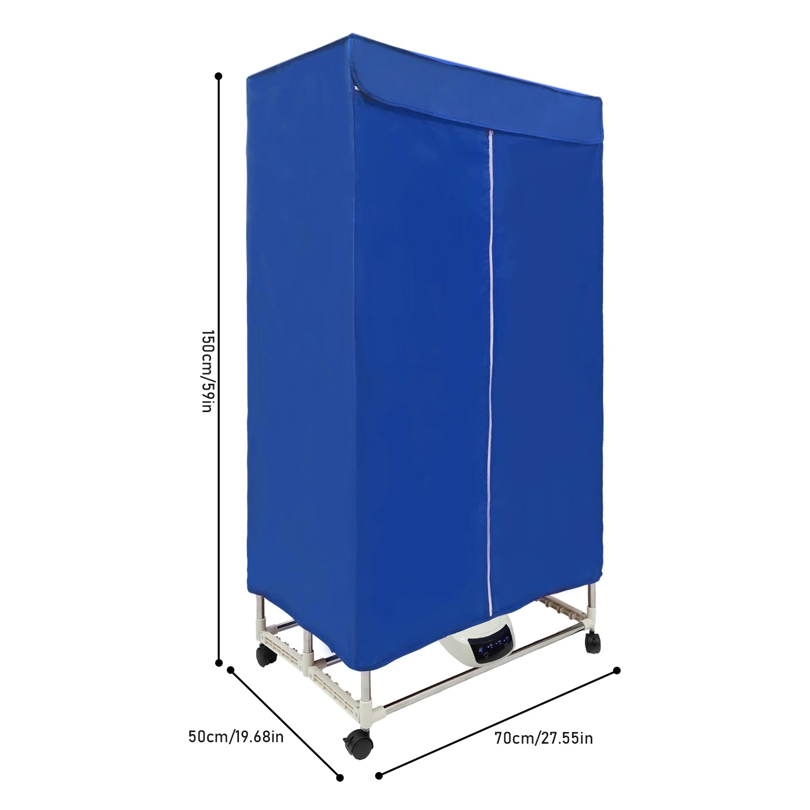 1200-1500W IPX1 Corded Electric Clothes Dryer with Outer Cover PTC 5-layer Heating 4 Towel Rails 4 Wheels