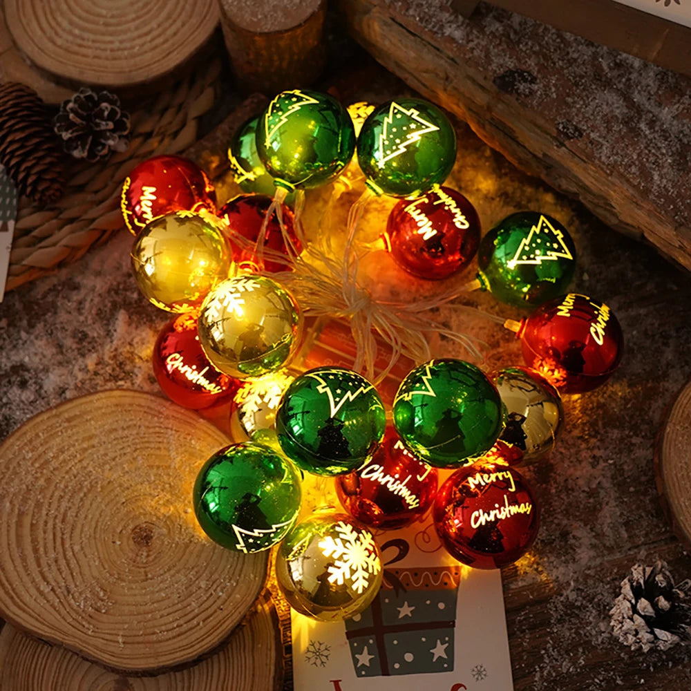 1.5M/3M Christmas LED Lights String,Christmas Balls Star Fairy Light Garland,Xmas Hanging Lamp,Christmas Home Decoration 2025