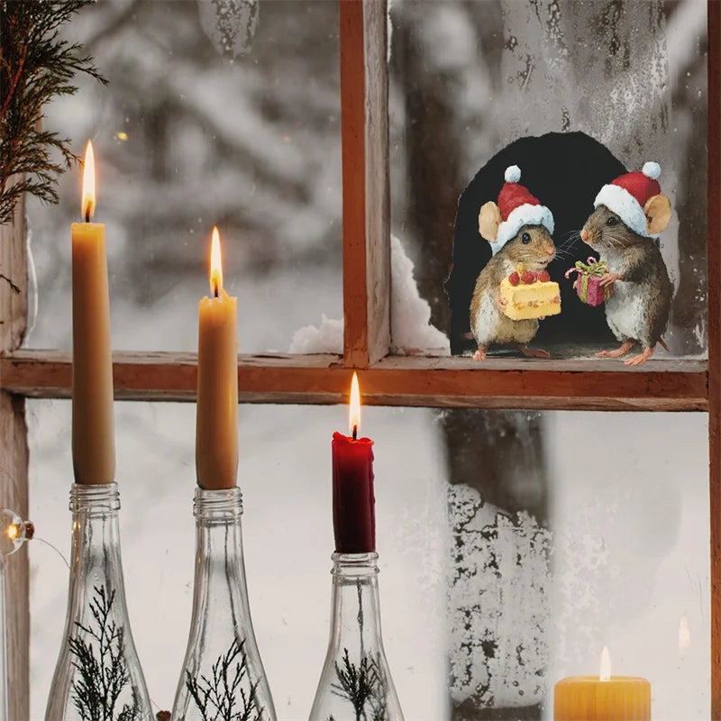 1PC 3D Effect Personalized Mouse Hole Sticker Cartoon Christmas Mouse Hole PVC Wall Stickers DIY Living Room Home Decoration