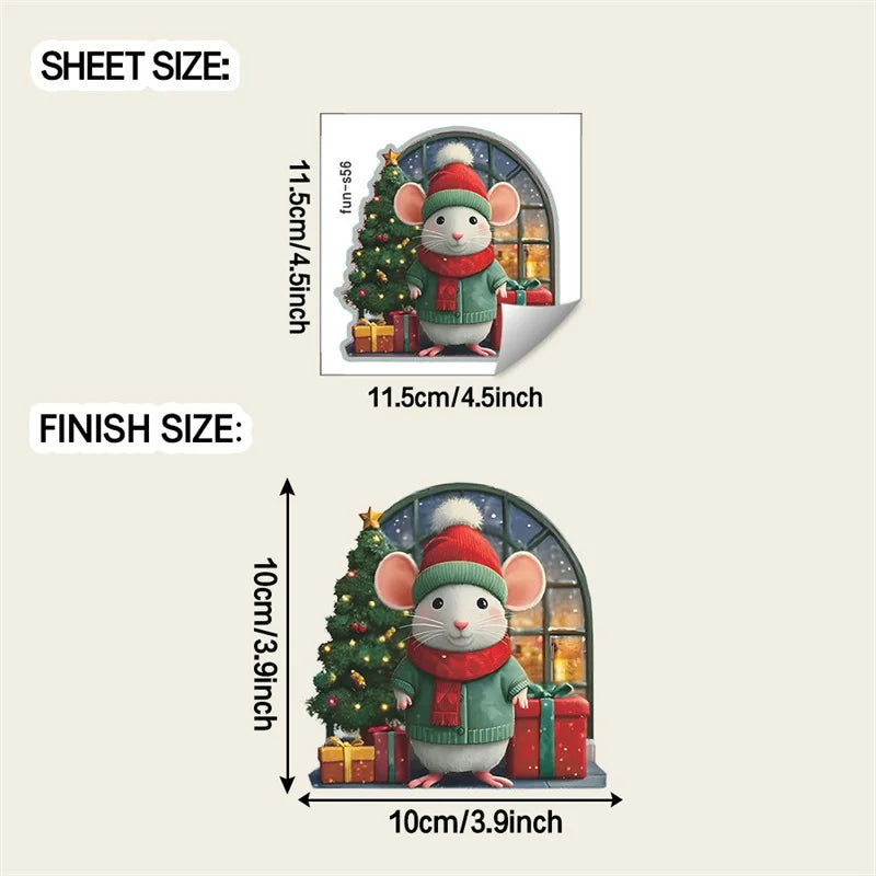 1PC 3D Effect Personalized Mouse Hole Sticker Cartoon Christmas Mouse Hole PVC Wall Stickers DIY Living Room Home Decoration