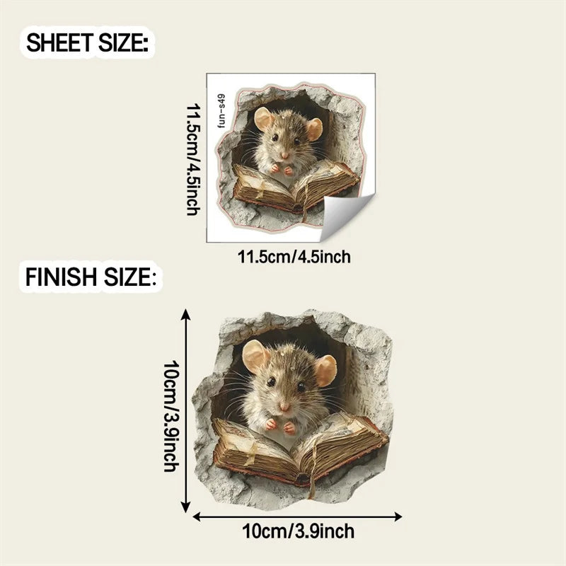 1PC 3D Effect Personalized Mouse Hole Sticker Cartoon Christmas Mouse Hole PVC Wall Stickers DIY Living Room Home Decoration