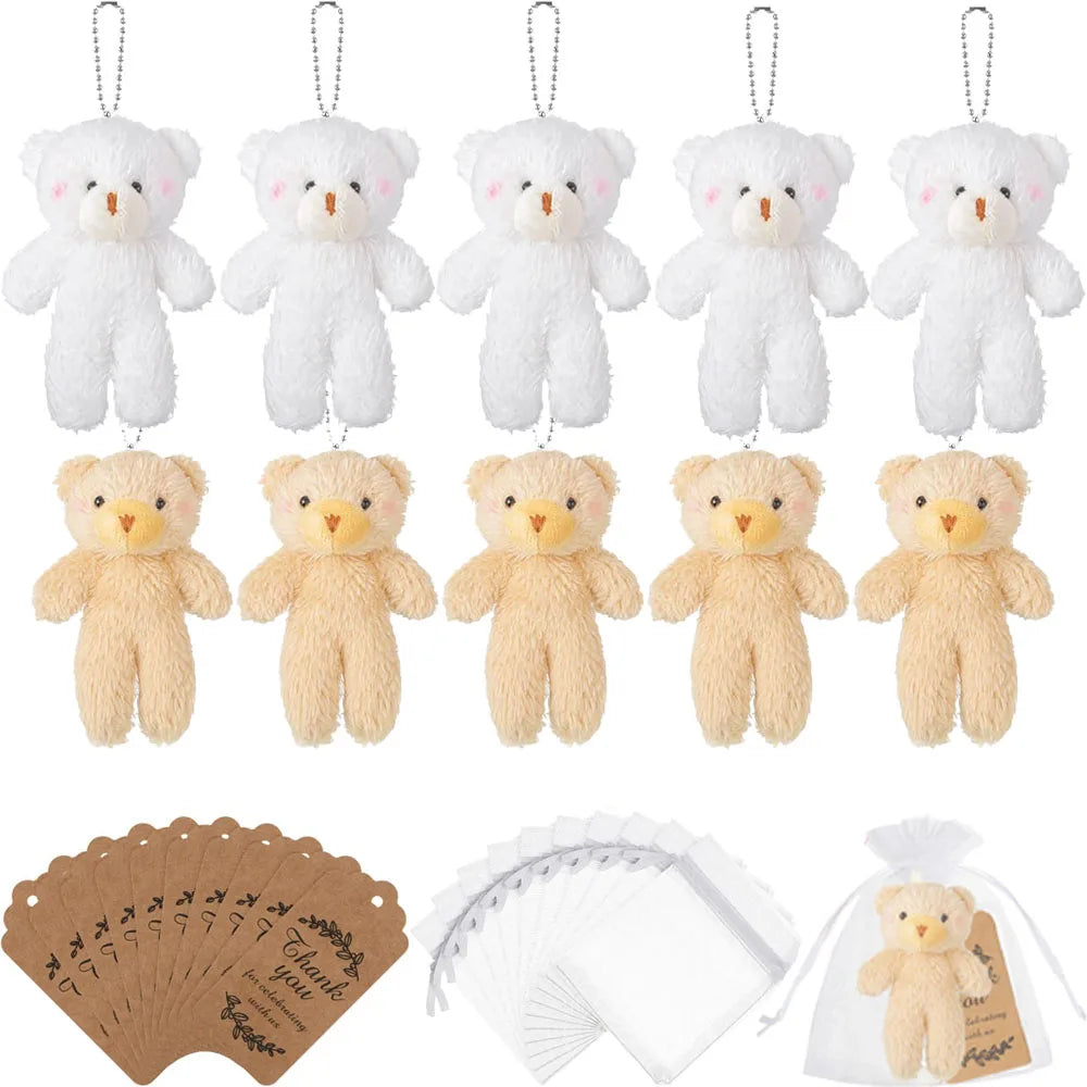 10-100Pcs Mini Bear Gifts for Baby Shower Stuffed Plush Bear Bulk Small Bear Wedding Christmas Xmas Decor Party Favor for Guest