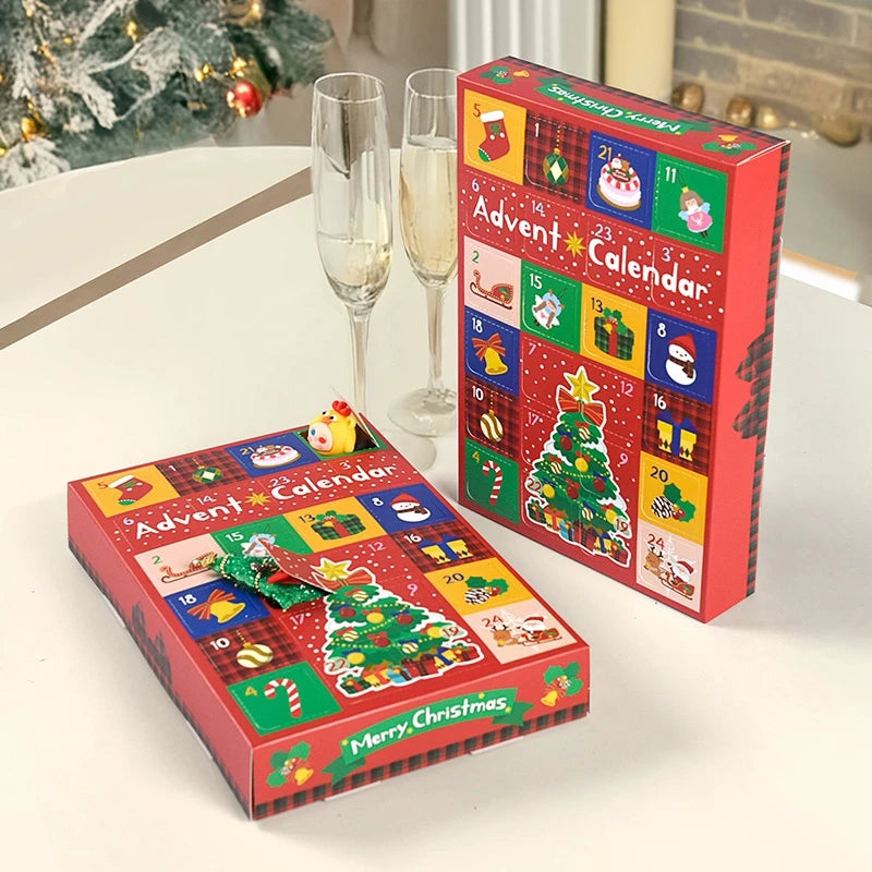 1/5/6/10pcs Christmas Gift Box 24 Grid Packaging Box Calendar Gift Blind Box Xmas Party Favors 2026 New Year Gift Red Envelope