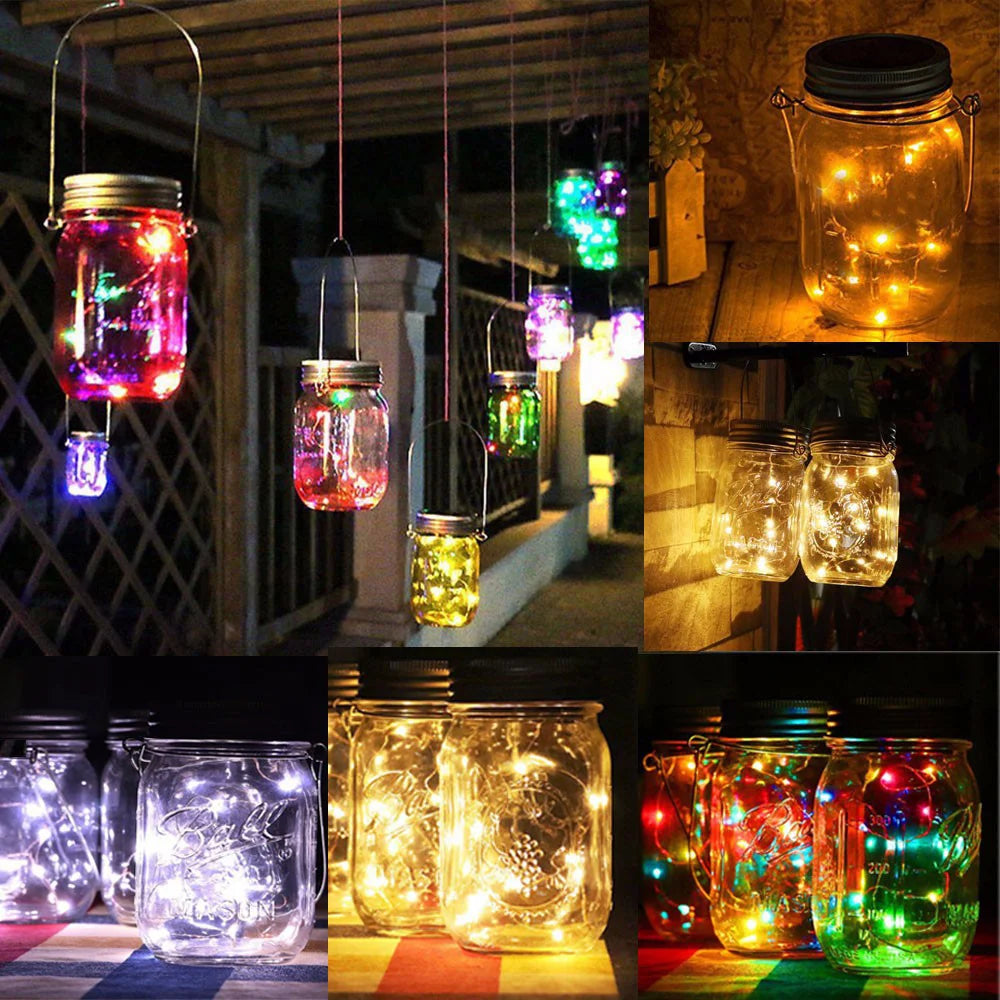 20PCS LED Solar Power Mason Jar Lid Lights Waterproof Fairy Light String Lights Outdoor Garland Bar Wedding Christmas Decoration
