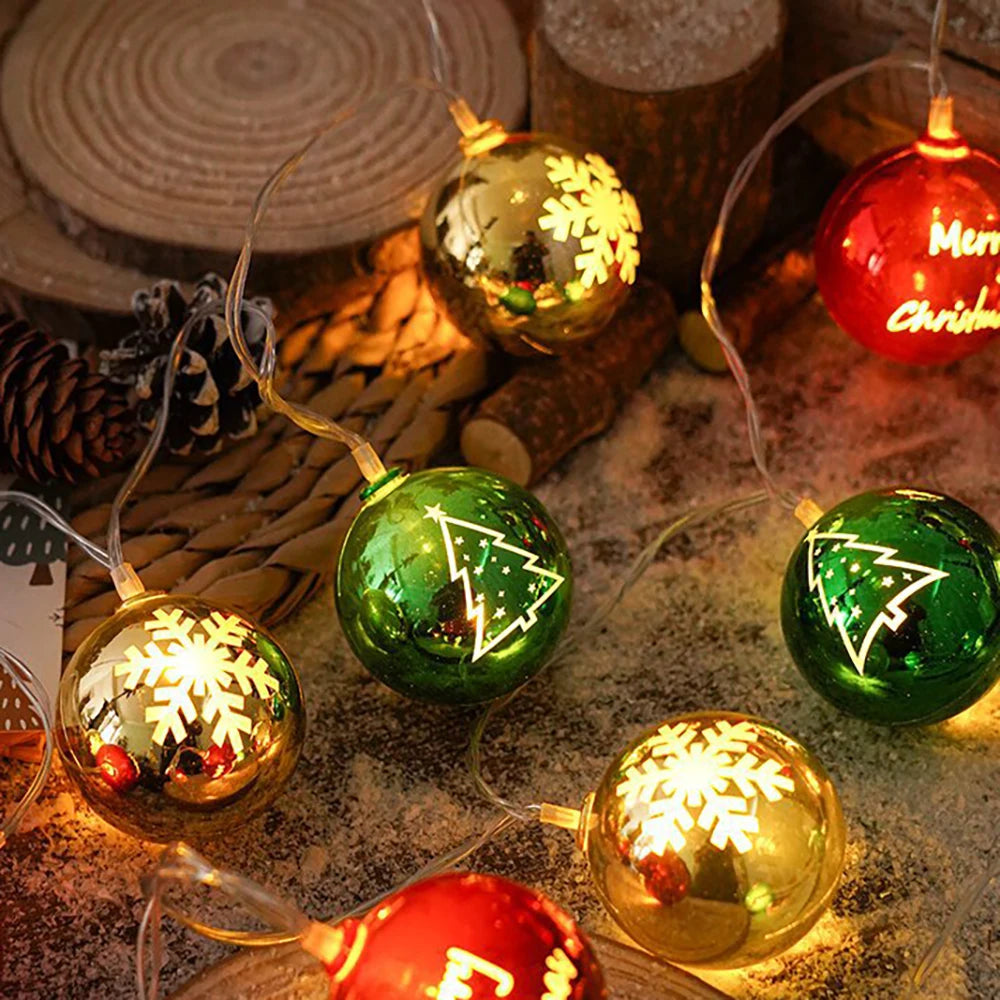 1.5M/3M Christmas LED Lights String,Christmas Balls Star Fairy Light Garland,Xmas Hanging Lamp,Christmas Home Decoration 2025