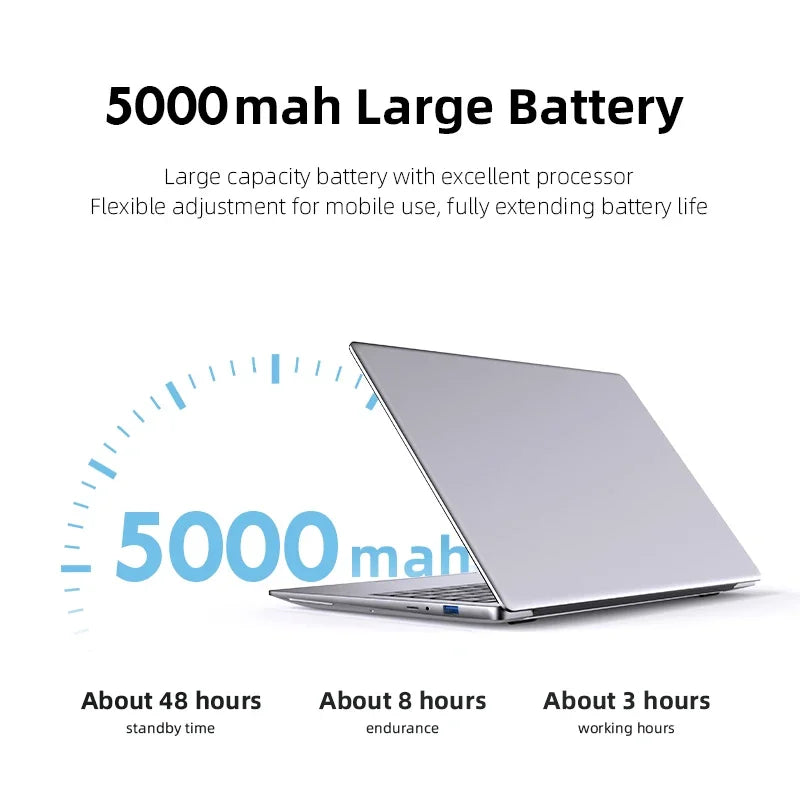 Ultra Slim Windows 11 Laptop Computer 14.1" 12GB RAM 512GB 1TB SSD Intel N4000 Notebook Gamer 1920*1080 Office Study Computer PC