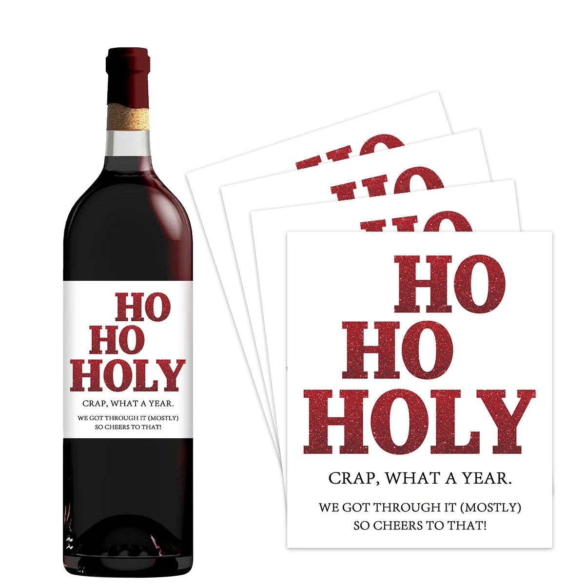 4/6pcs Ho Ho Ho Wine Labels,Funny Christmas Wine Bottle Stickers,Holiday Wine Label for Coworker,Gifts Label Christmas Supplies