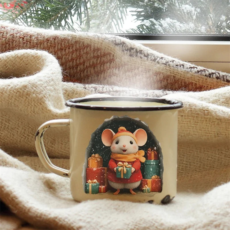 1PC 3D Effect Personalized Mouse Hole Sticker Cartoon Christmas Mouse Hole PVC Wall Stickers DIY Living Room Home Decoration