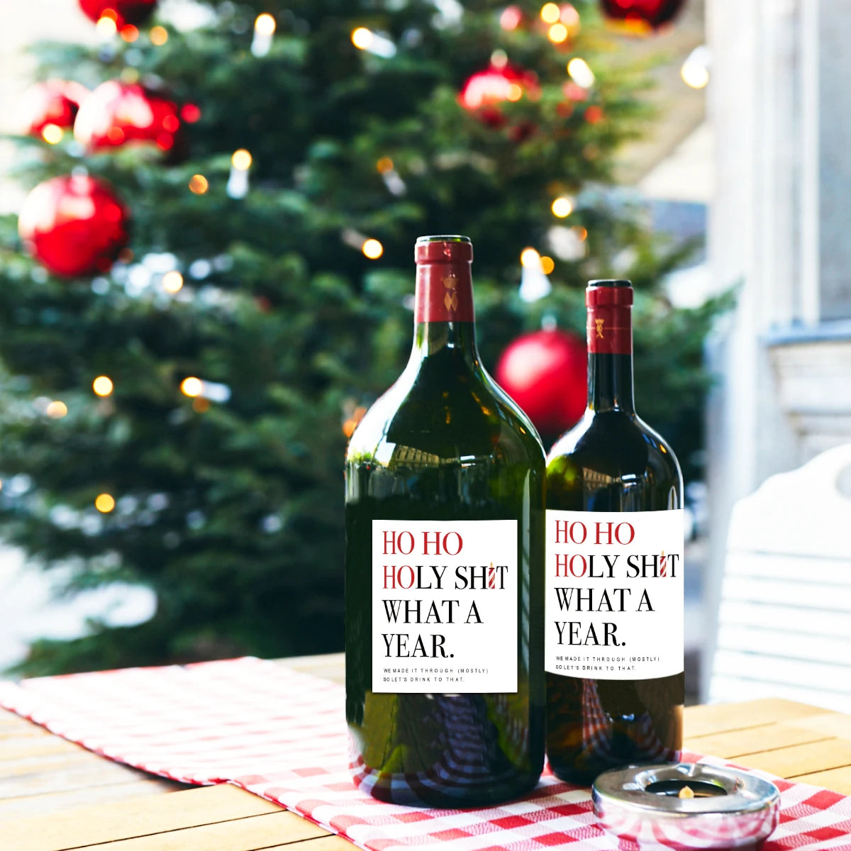 4/6pcs Ho Ho Ho Wine Labels,Funny Christmas Wine Bottle Stickers,Holiday Wine Label for Coworker,Gifts Label Christmas Supplies