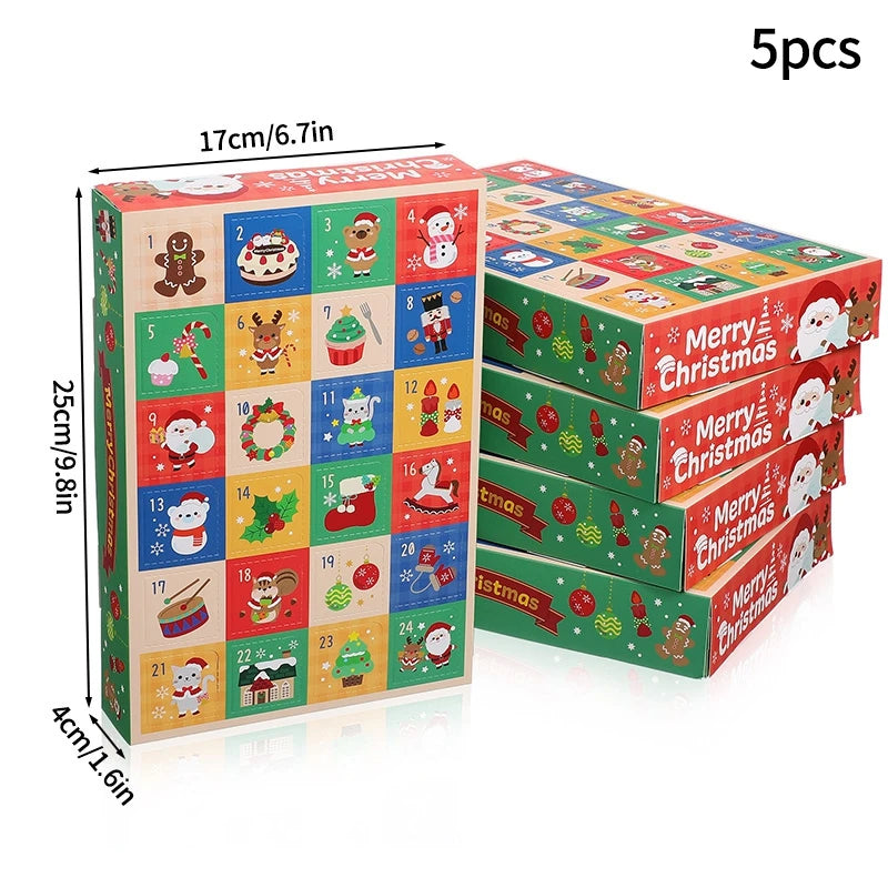 1/5/6/10pcs Christmas Gift Box 24 Grid Packaging Box Calendar Gift Blind Box Xmas Party Favors 2026 New Year Gift Red Envelope