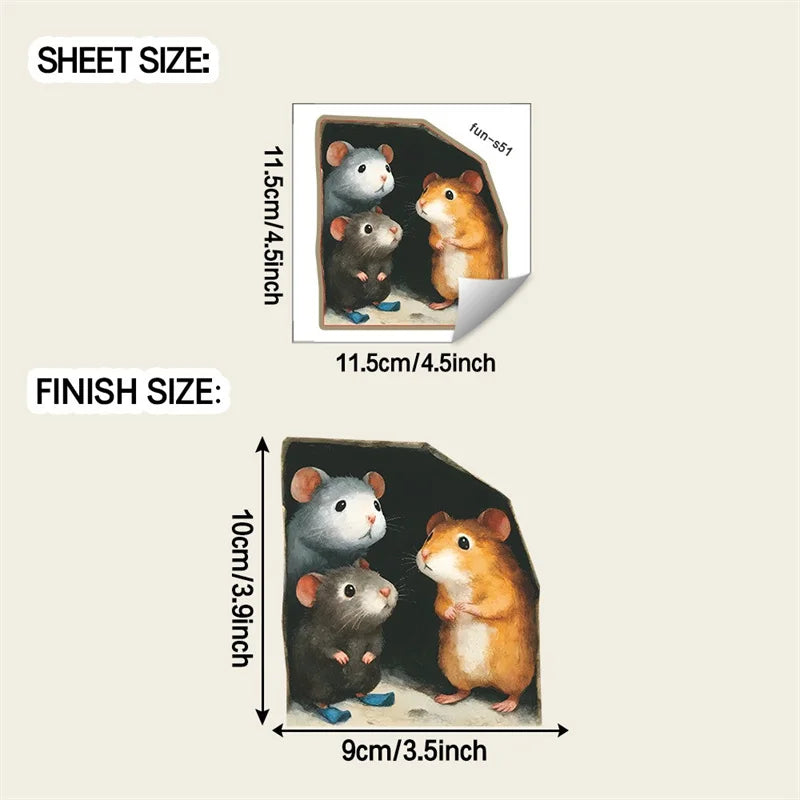 1PC 3D Effect Personalized Mouse Hole Sticker Cartoon Christmas Mouse Hole PVC Wall Stickers DIY Living Room Home Decoration