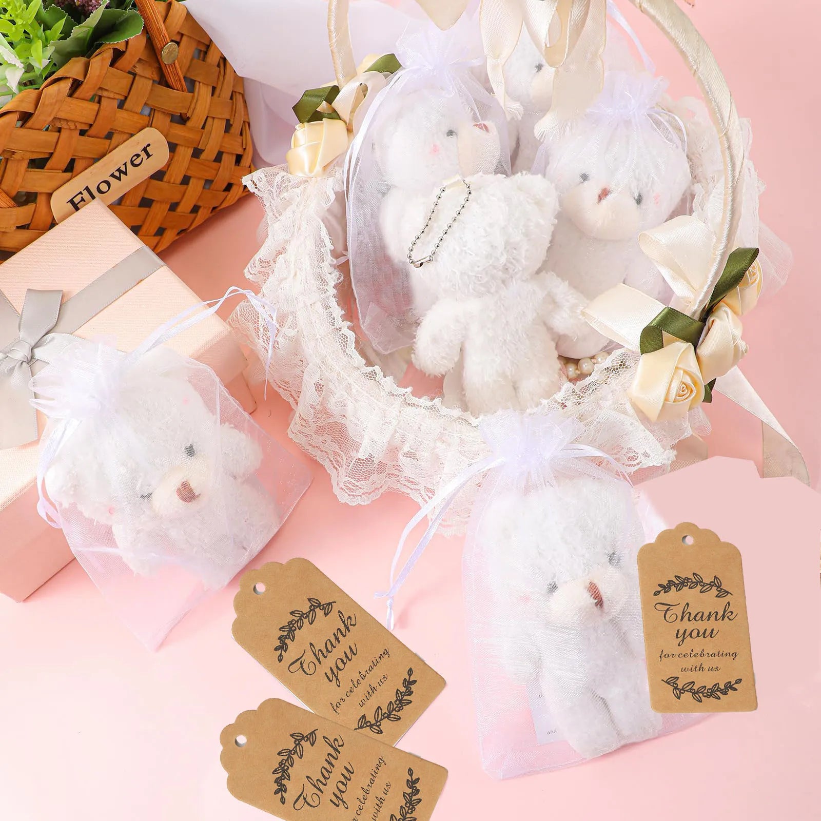 10-100Pcs Mini Bear Gifts for Baby Shower Stuffed Plush Bear Bulk Small Bear Wedding Christmas Xmas Decor Party Favor for Guest