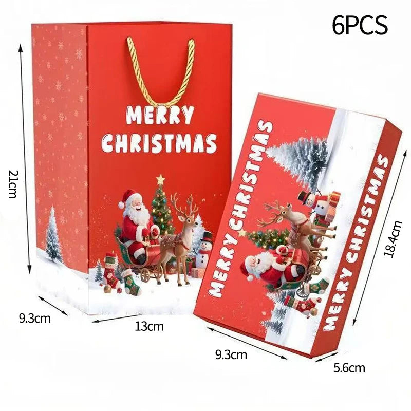 1/5/6/10pcs Christmas Gift Box 24 Grid Packaging Box Calendar Gift Blind Box Xmas Party Favors 2026 New Year Gift Red Envelope