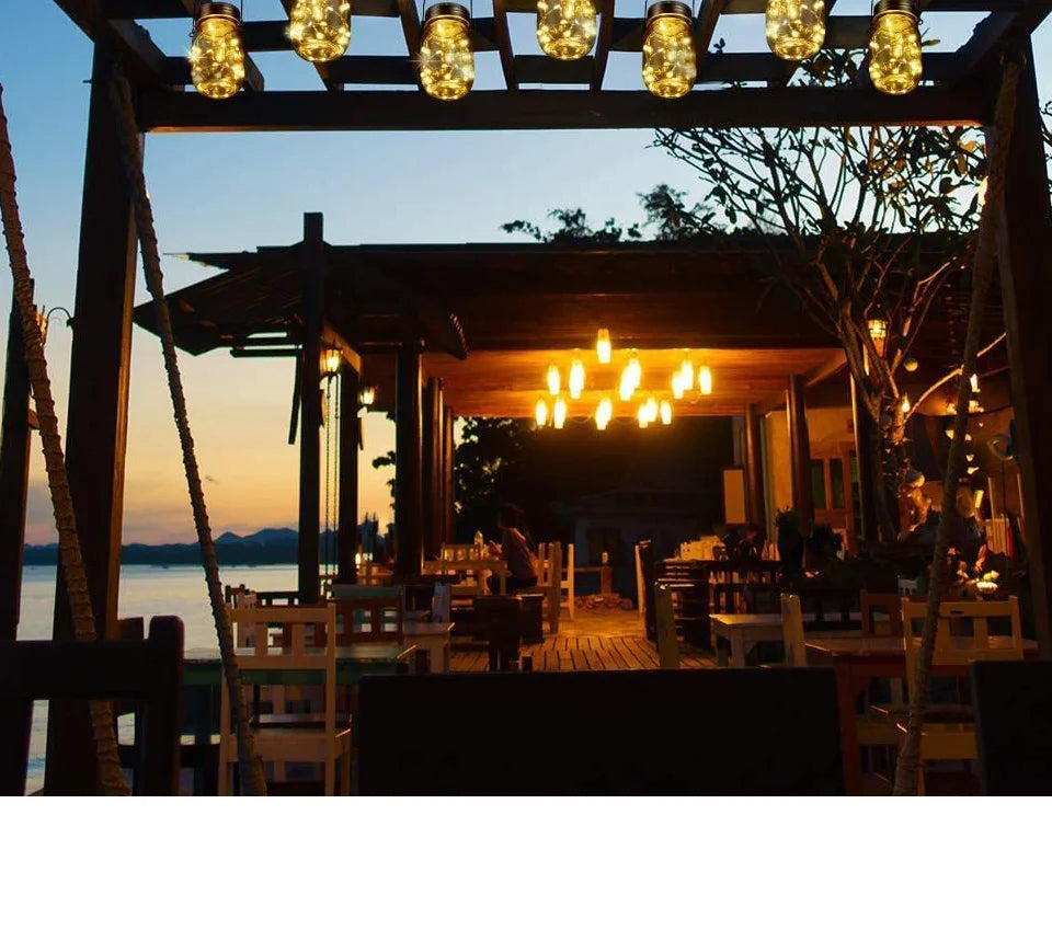 20PCS LED Solar Power Mason Jar Lid Lights Waterproof Fairy Light String Lights Outdoor Garland Bar Wedding Christmas Decoration