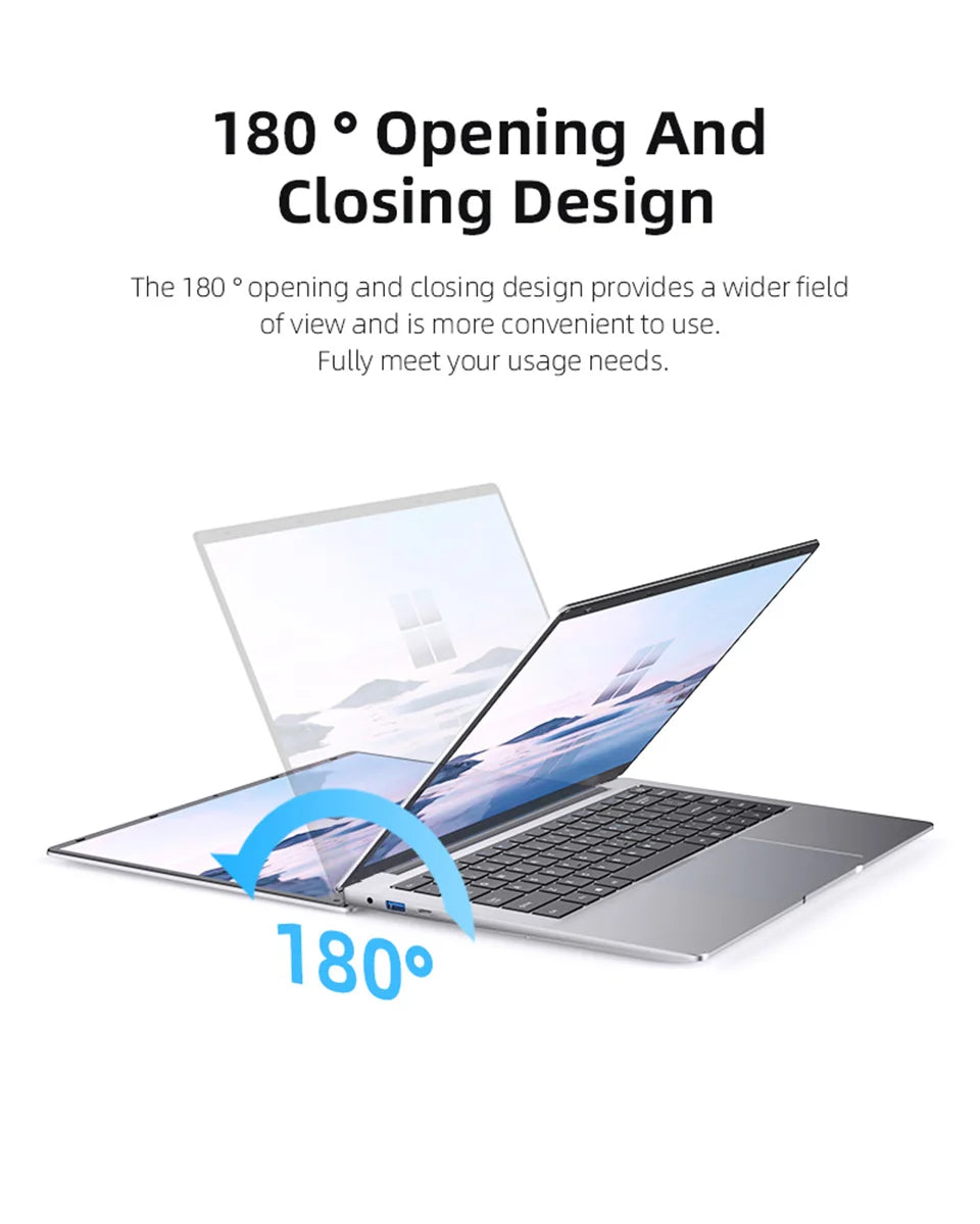 14.1" Ultra Slim Windows 11 Pro Laptop Computer intel Atom A3950 12GB RAM 1TB 2TB SSD Notebook PC 1080P HD Office Study Laptops